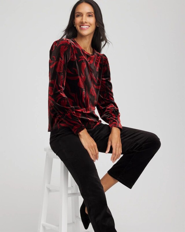 Velvet Rose Banded-Cuff Top - image 2